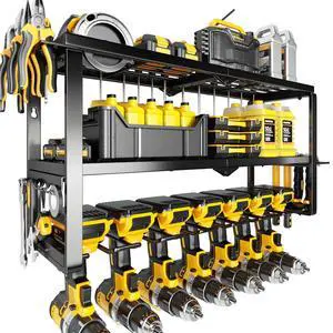 Power Tool Organizer Wall Mount- 300lb Heavy Duty 3-Tier Storage Rack with 7 Drill Holders for Garage Tools, Best Birthday Tools Gifts for Men Dad Husband Power Tool Organizer Wall Mount- 300lb Heavy Duty 3-Tier Storage Rack with 7 Drill Holders for Garage Tools, Best Birthday Tools Gifts for Men Dad Husband