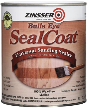 Bulls Eye SealCoat Universal Sanding Sealer Bulls Eye SealCoat sanding sealer, Quart. Dewaxed-shellac universal wood sealer; fast-dry base coat compatible with all. - Household Varnishes Bulls Eye SealCoat Universal Sanding Sealer Bulls Eye SealCoat sanding sealer, Quart. Dewaxed-shellac universal wood sealer; fast-dry base coat compatible with all. - Household Varnishes