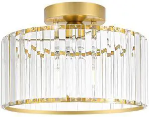 Crystal Ceiling Light Fixture, Modern Semi Flush Mount Ceiling Light, Gold Hallway Lighting Fixtures Chandelier for Kitchen, Close To Ceiling Light Fixtures for Entryway Bedroom, 1-Light, 11Inch Crystal Ceiling Light Fixture, Modern Semi Flush Mount Ceiling Light, Gold Hallway Lighting Fixtures Chandelier for Kitchen, Close To Ceiling Light Fixtures for Entryway Bedroom, 1-Light, 11Inch