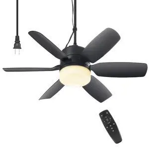 20.5'' Plug in Ceiling Fan with Light for Gazebo Patio Canopy Tent | 5 Fan Speeds with Adjust Lighting for Porch RV Cooling or Air Circulation, Black 20.5'' Plug in Ceiling Fan with Light for Gazebo Patio Canopy Tent | 5 Fan Speeds with Adjust Lighting for Porch RV Cooling or Air Circulation, Black