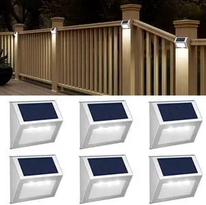 Solar Powered Lights Ideal for Step, Fence, Deck, Stair-Cool White-6P | Stainless Steel, Waterproof, Automatic Dusk to Dawn, Anti-Rust, Energy Efficient, Perfect for house decor Solar Powered Lights Ideal for Step, Fence, Deck, Stair-Cool White-6P | Stainless Steel, Waterproof, Automatic Dusk to Dawn, Anti-Rust, Energy Efficient, Perfect for house decor