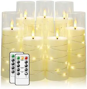 Flameless Candles,with Embedded Star String, Battery Operated Candles Flickering LED Pillar Candles with Remote Control and Timer, Home Decoration Add a Warm and Romantic AtmosphereSet of 7 (Ivory) Flameless Candles,with Embedded Star String, Battery Operated Candles Flickering LED Pillar Candles with Remote Control and Timer, Home Decoration Add a Warm and Romantic AtmosphereSet of 7 (Ivory)