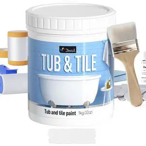 Tub Paint, Tub and Tile Refinishing Kit 33oz with Tools, Tile Refinishing Kit White Bathtub Paint Water Based &Low Odor, Easy to Use Sink for Bathroom Kitchen, Semi-Gloss White, 50-55sq.ft Tub Paint, Tub and Tile Refinishing Kit 33oz with Tools, Tile Refinishing Kit White Bathtub Paint Water Based &Low Odor, Easy to Use Sink for Bathroom Kitchen, Semi-Gloss White, 50-55sq.ft