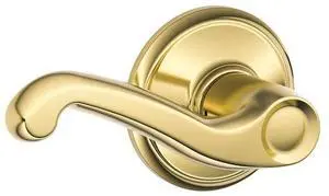 Flair Hall/Closet Passage Door Handle, Reversible, Bright Brass | Hall or closet lever door handle with no lock, Easy to install, Certified durability, Universal fit Flair Hall/Closet Passage Door Handle, Reversible, Bright Brass | Hall or closet lever door handle with no lock, Easy to install, Certified durability, Universal fit