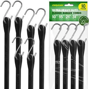Bungee Cords with Hooks (10 Pack) Heavy Duty in 10", 15", 21", 31" Sizes Bungee Cords with Hooks (10 Pack) Heavy Duty in 10", 15", 21", 31" Sizes