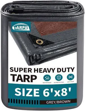tarp 6x8 Feet Super Heavy Duty Tarps Cover 20mil,Grey/Brown tarp | Extreme Thick Tarp Waterproof UV Protection Rip and Tear Proof Tarpaulin with Grommets for Roof,Boat,Tent,Firewood,Canopy tarp 6x8 Feet Super Heavy Duty Tarps Cover 20mil,Grey/Brown tarp | Extreme Thick Tarp Waterproof UV Protection Rip and Tear Proof Tarpaulin with Grommets for Roof,Boat,Tent,Firewood,Canopy