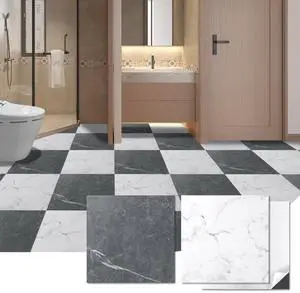 30-Pack Peel and Stick Vinyl Floor Tiles, Black & White Marble | 15 Tiles per Color, 12" x 12" Single Tile, Anti-Slip, Waterproof, Ideal for Kitchen, Bathroom, Living Room, Bedroom 30-Pack Peel and Stick Vinyl Floor Tiles, Black & White Marble | 15 Tiles per Color, 12" x 12" Single Tile, Anti-Slip, Waterproof, Ideal for Kitchen, Bathroom, Living Room, Bedroom