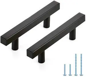 Matte Black Pulls Cabinet Square Handles 3 Inch 30 Pack | 5 Inch Overall Length, Stainless Steel Design, Round Foot Base, Cabinet Hardware Pulls, for Kitchen and Drawers Matte Black Pulls Cabinet Square Handles 3 Inch 30 Pack | 5 Inch Overall Length, Stainless Steel Design, Round Foot Base, Cabinet Hardware Pulls, for Kitchen and Drawers