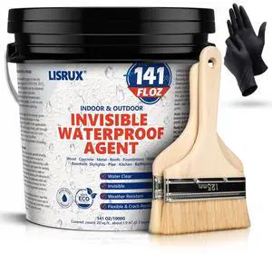 Transparent Waterproof Sealant, 141 Oz Invisible Waterproof Agent, Transparent Waterproof Coating for Roof Repair, Walls, Window, Bathroom, Kitchen, Water-Based Clear Sealant, Indoor & Outdoor Transparent Waterproof Sealant, 141 Oz Invisible Waterproof Agent, Transparent Waterproof Coating for Roof Repair, Walls, Window, Bathroom, Kitchen, Water-Based Clear Sealant, Indoor & Outdoor