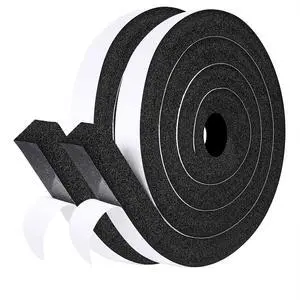 AC Window Seal Foam Tape, 1" x 1" Thick Foam Weather Strip, Black | High Resilience Foam Tape Seals Large Gaps Around Ac Windows and Doors, 6.5ft x 2 Rolls, Strong Adhesive, Install in Minutes AC Window Seal Foam Tape, 1" x 1" Thick Foam Weather Strip, Black | High Resilience Foam Tape Seals Large Gaps Around Ac Windows and Doors, 6.5ft x 2 Rolls, Strong Adhesive, Install in Minutes
