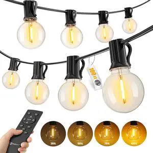 100Ft Outdoor String Lights with Remote, Dimmable G40 LED Bulbs, Waterproof | Shatterproof Connectable Hanging Patio Lights for Porch, Backyard, Bistro, Deck, Balcony, Home, Garden Decor 100Ft Outdoor String Lights with Remote, Dimmable G40 LED Bulbs, Waterproof | Shatterproof Connectable Hanging Patio Lights for Porch, Backyard, Bistro, Deck, Balcony, Home, Garden Decor