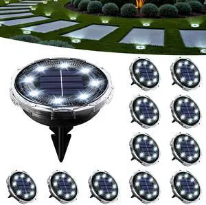 Solar Ground Lights Outdoor, Pathway Lights 12 Pack Cool White | IP65 Waterproof Landscape Lighting for Walkway, Driveway, Pathway, Garden, Backyard Decor- Transparent Lampshade Solar Ground Lights Outdoor, Pathway Lights 12 Pack Cool White | IP65 Waterproof Landscape Lighting for Walkway, Driveway, Pathway, Garden, Backyard Decor- Transparent Lampshade