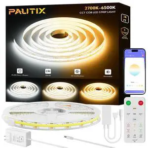 COB LED Strip Lights 2700K-6500K CCT Tunable White 24ft UL-Listed Dotless LED Lights Super Bright Dimmable 24V LED Tape Light with APP/RF Remote Control,Under Cabinets Bedroom Kitchen Lighting COB LED Strip Lights 2700K-6500K CCT Tunable White 24ft UL-Listed Dotless LED Lights Super Bright Dimmable 24V LED Tape Light with APP/RF Remote Control,Under Cabinets Bedroom Kitchen Lighting