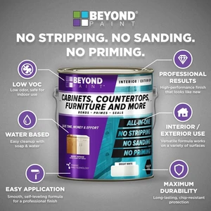 All-in-One Refinishing Paint, No Sanding, Matte Finish for Cabinets, Countertops, Furniture and Doors, 1 Pint, Pewter All-in-One Refinishing Paint, No Sanding, Matte Finish for Cabinets, Countertops, Furniture and Doors, 1 Pint, Pewter