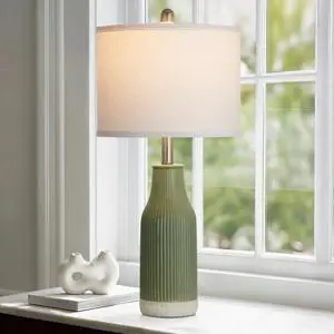 24.5" Ceramic Table Lamp for Bedroom, Sage Green Table Lamp for Living Room End Table, Small Farmhouse Bedside Lamp for Nightstand (1 Pack) 24.5" Ceramic Table Lamp for Bedroom, Sage Green Table Lamp for Living Room End Table, Small Farmhouse Bedside Lamp for Nightstand (1 Pack)