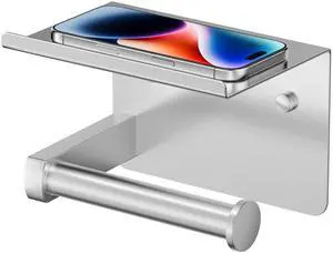 Toilet Paper Holder with Shelf, Adhesive or Screw, Commercial | Brushed Nickel | Wall Mount Bathroom Tissue Holder | SUS304 Stainless Steel Rustproof | Bathroom Tissue Roll Holder Toilet Paper Holder with Shelf, Adhesive or Screw, Commercial | Brushed Nickel | Wall Mount Bathroom Tissue Holder | SUS304 Stainless Steel Rustproof | Bathroom Tissue Roll Holder