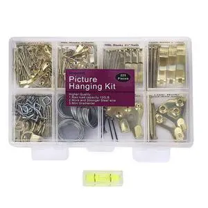 Picture Hangers, Picture Hanging Kit, 225pcs Heavy Duty Frame Hooks Hardware with Nails, Hanging Wire, Screw Eyes, D Ring and Sawtooth for Wall Mounting Picture Hangers, Picture Hanging Kit, 225pcs Heavy Duty Frame Hooks Hardware with Nails, Hanging Wire, Screw Eyes, D Ring and Sawtooth for Wall Mounting
