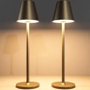 2-Pack Cordless Table Lamps - 5000mAh Rechargeable Battery Operated Desk Lamp, 3-Level Dimmable LED Night Light for Bedroom, Dining, Restaurant - Metal Design(Khaki-2Pack) 2-Pack Cordless Table Lamps - 5000mAh Rechargeable Battery Operated Desk Lamp, 3-Level Dimmable LED Night Light for Bedroom, Dining, Restaurant - Metal Design(Khaki-2Pack)