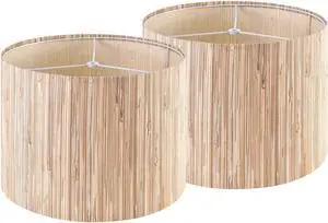 13" Drum Boho Lamp Shades Set of 2 Medium,Lampshade for Table Lamps | 13"x13"Dx10"H,0.41" Spider Farmhouse Lamp Shade for Small Floor Lamps,Vintage Decor,Natural Straw Replac Wood,Easy Assembly 13" Drum Boho Lamp Shades Set of 2 Medium,Lampshade for Table Lamps | 13"x13"Dx10"H,0.41" Spider Farmhouse Lamp Shade for Small Floor Lamps,Vintage Decor,Natural Straw Replac Wood,Easy Assembly