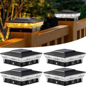 4x4 Solar Post Cap Lights Outdoor, 2 Modes 16 LED Fence Deck Post Lights, 4 Pack Waterproof Black Solar Powered Lighting Outside Fit 4x4 3.5x3.5 Wooden/Vinyl for Porch Patio Garden 4x4 Solar Post Cap Lights Outdoor, 2 Modes 16 LED Fence Deck Post Lights, 4 Pack Waterproof Black Solar Powered Lighting Outside Fit 4x4 3.5x3.5 Wooden/Vinyl for Porch Patio Garden