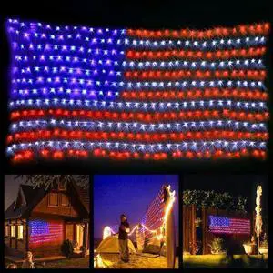 American Flag String Lights, Waterproof Led Flag Net Light, with 420 Super Bright LED, for Yard Garden Decoration, Festival, Holiday, Party Decoration,Christmas Decorations (Plug in Power) American Flag String Lights, Waterproof Led Flag Net Light, with 420 Super Bright LED, for Yard Garden Decoration, Festival, Holiday, Party Decoration,Christmas Decorations (Plug in Power)
