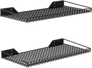 2 Pack Garage Wall Shelf, 23.5" x 12" Wall Mounted Storage Shelves for Garage, Closet, Laundry Room, Heavy Duty Wall Shelving, Holds Up to 65 lbs(Black) 2 Pack Garage Wall Shelf, 23.5" x 12" Wall Mounted Storage Shelves for Garage, Closet, Laundry Room, Heavy Duty Wall Shelving, Holds Up to 65 lbs(Black)