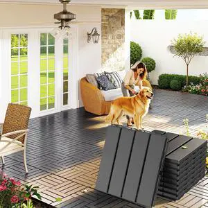 Plastic Interlocking Deck Tiles, 9 Pack, 12"x12" Each, Dark Grey | Waterproof Outdoor Flooring All Weather Use, Patio Floor Decking Tiles for Porch Poolside Balcony Backyard Concrete Plastic Interlocking Deck Tiles, 9 Pack, 12"x12" Each, Dark Grey | Waterproof Outdoor Flooring All Weather Use, Patio Floor Decking Tiles for Porch Poolside Balcony Backyard Concrete