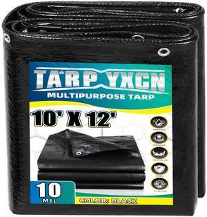 Black Tarp 10x12 Feet, 10 Mil Thick Waterproof Poly Tarps Cover UV Resistant, Rip & Tear Proof with Metal Grommets Every 20 Inches Black Tarp 10x12 Feet, 10 Mil Thick Waterproof Poly Tarps Cover UV Resistant, Rip & Tear Proof with Metal Grommets Every 20 Inches