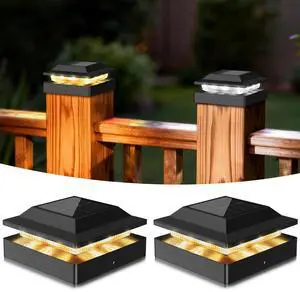 Solar Post Cap Lights for 4x4 Wood/Vinyl Posts, 2 Pack | IP65 Waterproof Fence Post Solar Lights, Outdoor Post Lights with 2 Color Modes Decorate Garden Porch Backyard, Pure Black Solar Post Cap Lights for 4x4 Wood/Vinyl Posts, 2 Pack | IP65 Waterproof Fence Post Solar Lights, Outdoor Post Lights with 2 Color Modes Decorate Garden Porch Backyard, Pure Black
