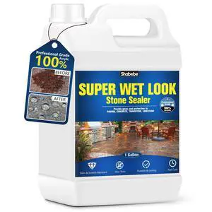 Super Wet Look Stone Sealer-1 Gallon, Durable & Long-Lasting Protection with High Gloss Finsh, Stain Proof, Against Water Damage & Dissolved Salts Natural Stone Sealer for Sandstone, Driveways Super Wet Look Stone Sealer-1 Gallon, Durable & Long-Lasting Protection with High Gloss Finsh, Stain Proof, Against Water Damage & Dissolved Salts Natural Stone Sealer for Sandstone, Driveways