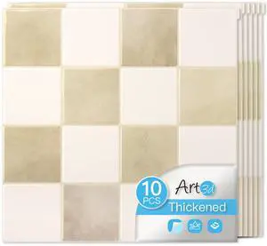 Grid Peel and Stick Backsplash, 10-Pack, 12 x 12 in, Beige and White | Enhanced Thickness, Strong Adhesion, Moisture Resistant, Long-Lasting, Minimalist Look, DIY Friendly, for Kitchen Countertops Grid Peel and Stick Backsplash, 10-Pack, 12 x 12 in, Beige and White | Enhanced Thickness, Strong Adhesion, Moisture Resistant, Long-Lasting, Minimalist Look, DIY Friendly, for Kitchen Countertops