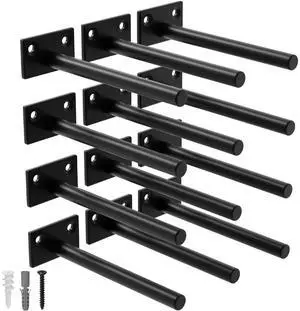 12-Pack 6 inch Floating Shelf Brackets, Hidden Shelf Bracket for Wood | Concealed Blind Shelving Support, Invisible Black Brackets for DIY Decorative, Fit for Kitchen, Bathroom,Study Room 12-Pack 6 inch Floating Shelf Brackets, Hidden Shelf Bracket for Wood | Concealed Blind Shelving Support, Invisible Black Brackets for DIY Decorative, Fit for Kitchen, Bathroom,Study Room