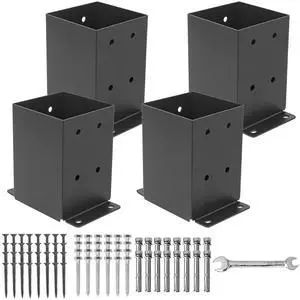 4 Pcs 4"× 4" Post Base (Inner Size 3.6"x3.6") Post Brackets | Heavy Duty 13-GA Thick Steel Post Anchor Outdoor for Support Deck Base Plate|Pergola Brackets|Fence|Mailbox Mount 4 Pcs 4"× 4" Post Base (Inner Size 3.6"x3.6") Post Brackets | Heavy Duty 13-GA Thick Steel Post Anchor Outdoor for Support Deck Base Plate|Pergola Brackets|Fence|Mailbox Mount