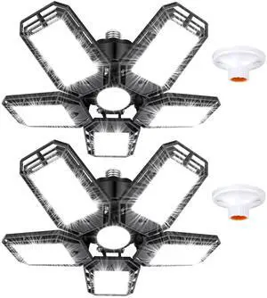 LED Garage Lights 2 Pack, 180W 18000LM 6500K Ceiling LED Shop Light | Super Bright Led Lighting, 5+1 Deformable Panels, Screw in Led Light, For Garage Workshop Basement Support E26/E27 Socket LED Garage Lights 2 Pack, 180W 18000LM 6500K Ceiling LED Shop Light | Super Bright Led Lighting, 5+1 Deformable Panels, Screw in Led Light, For Garage Workshop Basement Support E26/E27 Socket