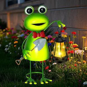 Solar Garden Lights 13.78in Tall Metal Frog Statue with Solar Lantern Decor | Big Frog decor,Birthday Gifts for Women Mom,Fairy Garden Accessories Decorative Stakes for Home decor,Patio,Porch,Yard Art Solar Garden Lights 13.78in Tall Metal Frog Statue with Solar Lantern Decor | Big Frog decor,Birthday Gifts for Women Mom,Fairy Garden Accessories Decorative Stakes for Home decor,Patio,Porch,Yard Art
