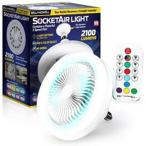 SocketAir Wireless Ceiling Fan Light with Remote Control, Extender,110-120 Volt, 2100 Lumens, 3 Fan Speeds, 3 Light Settings, 6500K for Living, Dining, Working Space ASON TV SocketAir Wireless Ceiling Fan Light with Remote Control, Extender,110-120 Volt, 2100 Lumens, 3 Fan Speeds, 3 Light Settings, 6500K for Living, Dining, Working Space ASON TV