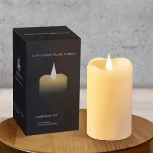 Flickering Flameless Candles with 3D Moving Flame, Last 1000+ Hours Battery Operated Candles with Timer, Ivory Real Wax Pillar Electric LED Candle for Wedding Christmas Party/3" x 5" Flickering Flameless Candles with 3D Moving Flame, Last 1000+ Hours Battery Operated Candles with Timer, Ivory Real Wax Pillar Electric LED Candle for Wedding Christmas Party/3" x 5"