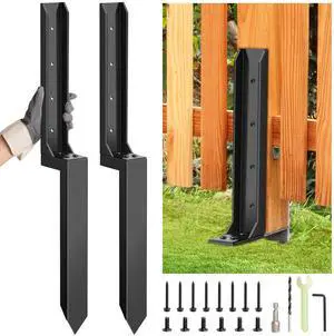 2 Pcs Fence Post Repair Kit, Heavy Duty Fence Post Anchor Ground Stakes for Repair Tilted, Broken Wood Support 2 Pcs Fence Post Repair Kit, Heavy Duty Fence Post Anchor Ground Stakes for Repair Tilted, Broken Wood Support