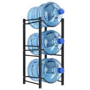 5 Gallon Water Jug Holder, 3 Tier Heavy Duty Water Dispenser Stand | 3 Slots Water Bottle Storage Rack for Gallon Jugs, 126 lb Capacity Detachable Water Shelf Organizer for Home, Office, Black 5 Gallon Water Jug Holder, 3 Tier Heavy Duty Water Dispenser Stand | 3 Slots Water Bottle Storage Rack for Gallon Jugs, 126 lb Capacity Detachable Water Shelf Organizer for Home, Office, Black