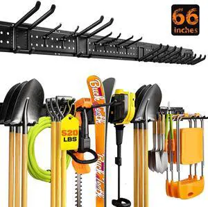 Garage Tool Organizer Wall Mount 66 inches with 13 Adjustable Heavy-Duty Hooks, Garage Organization, Garden Tool Storage Rack for Garage, Yard, and Shed, Holds Up to 520 lbs Garage Tool Organizer Wall Mount 66 inches with 13 Adjustable Heavy-Duty Hooks, Garage Organization, Garden Tool Storage Rack for Garage, Yard, and Shed, Holds Up to 520 lbs