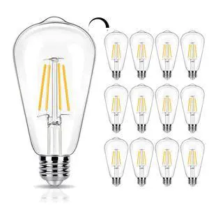 12 Pack Dimmable LED Light Bulbs 40 Watt Equivalent, ST19 Vintage E26 Edison Bulbs, 2700K Soft Warm White 4W LED Bulbs, Antique Filament Decorative Light Bulbs for Light Fixtures 12 Pack Dimmable LED Light Bulbs 40 Watt Equivalent, ST19 Vintage E26 Edison Bulbs, 2700K Soft Warm White 4W LED Bulbs, Antique Filament Decorative Light Bulbs for Light Fixtures