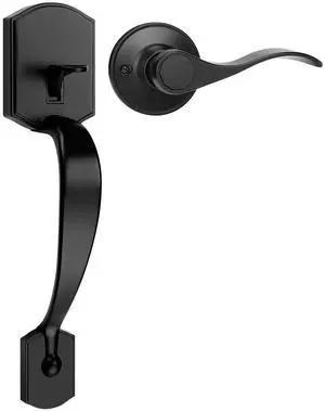 Black Front Door Handle, Heavy Duty Zinc Alloy Exterior Entry Door Handles No Lock, Entry Door Lock with Reversible Handle, Compatible with Keypad Deadbolt for Home Front or Back Entryway Black Front Door Handle, Heavy Duty Zinc Alloy Exterior Entry Door Handles No Lock, Entry Door Lock with Reversible Handle, Compatible with Keypad Deadbolt for Home Front or Back Entryway