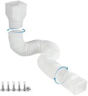 White 1-Pack Rain Gutter Downspout Extensions Flexible, Drain Downspout Extender,Down Spout Drain Extender, Gutter Connector Rainwater Drainage,Extendable from 21 to 68 Inches White 1-Pack Rain Gutter Downspout Extensions Flexible, Drain Downspout Extender,Down Spout Drain Extender, Gutter Connector Rainwater Drainage,Extendable from 21 to 68 Inches