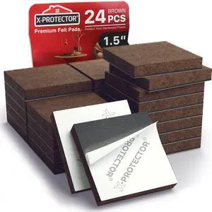 24 Heavy-Duty Felt Furniture Pads 1.5 1/4 Square Felt Pads | Thick Pads for Furniture Feet - Best Felt Floor Protectors for Furniture to Prevent Scratches. Protect Your Hard Floor! Brown 24 Heavy-Duty Felt Furniture Pads 1.5 1/4 Square Felt Pads | Thick Pads for Furniture Feet - Best Felt Floor Protectors for Furniture to Prevent Scratches. Protect Your Hard Floor! Brown