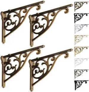 Shelf Brackets 8 Inch 4 Pack Heavy Duty Antique Brass Wall Bracket Victorian Kitchen Decorative Rack Shelves, Shelf Bracket Available in 8 finishes. (4, Antique Brass) Shelf Brackets 8 Inch 4 Pack Heavy Duty Antique Brass Wall Bracket Victorian Kitchen Decorative Rack Shelves, Shelf Bracket Available in 8 finishes. (4, Antique Brass)