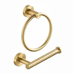Toilet Paper Holder Towel Ring Brushed Gold Bathroom Hardware Hand Towel Holder Bathroom Accessories Set Wall Mount Stainless Steel 2 Pieces Toilet Paper Holder Towel Ring Brushed Gold Bathroom Hardware Hand Towel Holder Bathroom Accessories Set Wall Mount Stainless Steel 2 Pieces