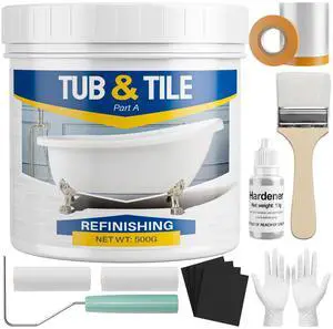 Tub and Tile Paint Refinishing Kit, 17oz Bathtub Refinishing Kit with Tools, DIY Tub Paint White for Bathtub, Shower, Kitchen Countertop, Porcelain, Easy to Cover & Low Odor Tub and Tile Paint Refinishing Kit, 17oz Bathtub Refinishing Kit with Tools, DIY Tub Paint White for Bathtub, Shower, Kitchen Countertop, Porcelain, Easy to Cover & Low Odor