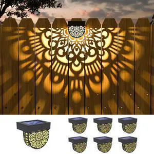 6 Pack Solar Fence Lights Outdoor Wall Lights Black Plastic Solar Powered Deck Step Stair Lights Mandala Theme Waterproof Fence Solar Light for Garden Post Patio Backyard Yard Decor 6 Pack Solar Fence Lights Outdoor Wall Lights Black Plastic Solar Powered Deck Step Stair Lights Mandala Theme Waterproof Fence Solar Light for Garden Post Patio Backyard Yard Decor