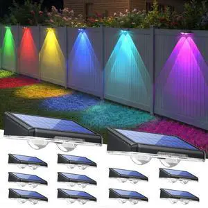 Solar Fence Lights Outdoor Waterproof 8 Lights Modes 12 Pack (RGB) | Warm White & 6 Colors & RGB,IP66 Waterproof,No Elec. Bill,Dusk-to-Dawn Sensor for Fence/Railing/Step/Patio and Pool Areas Solar Fence Lights Outdoor Waterproof 8 Lights Modes 12 Pack (RGB) | Warm White & 6 Colors & RGB,IP66 Waterproof,No Elec. Bill,Dusk-to-Dawn Sensor for Fence/Railing/Step/Patio and Pool Areas