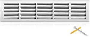 30x6 Duct Opening | Steel Return Air Grille | Vent Cover Grill for Sidewall and Ceiling | HVAC Cold Air Intake Grille | White | Outer Dimensions: 31.75"W X 7.75" 30x6 Duct Opening | Steel Return Air Grille | Vent Cover Grill for Sidewall and Ceiling | HVAC Cold Air Intake Grille | White | Outer Dimensions: 31.75"W X 7.75"